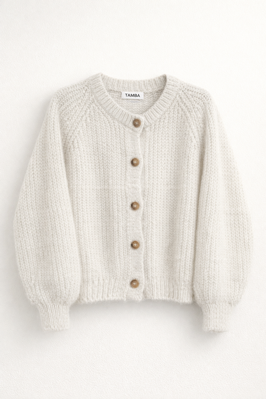 Mohair-Strickjacke mit Knopfleiste
: Off-White / Einheitsgröße