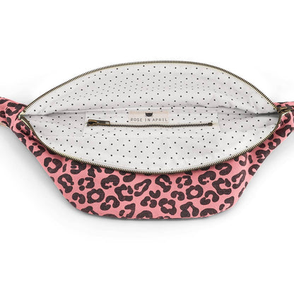Rose in April - Damen Bauchtasche mit Leopardenmuster: Erdbeere / Grau