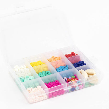 Packung mit 11 Heishi-Perlen in POP-Farben und Zubehör, 6 mm