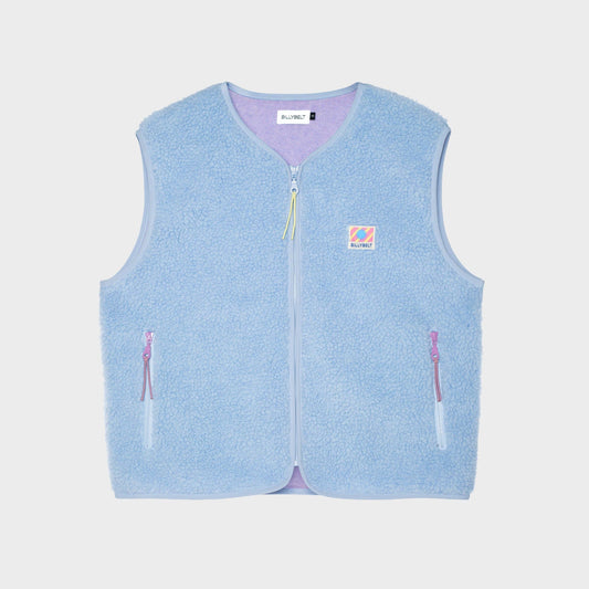 Ärmellose Damen-Sherpa-Weste mit Reißverschluss - Blau