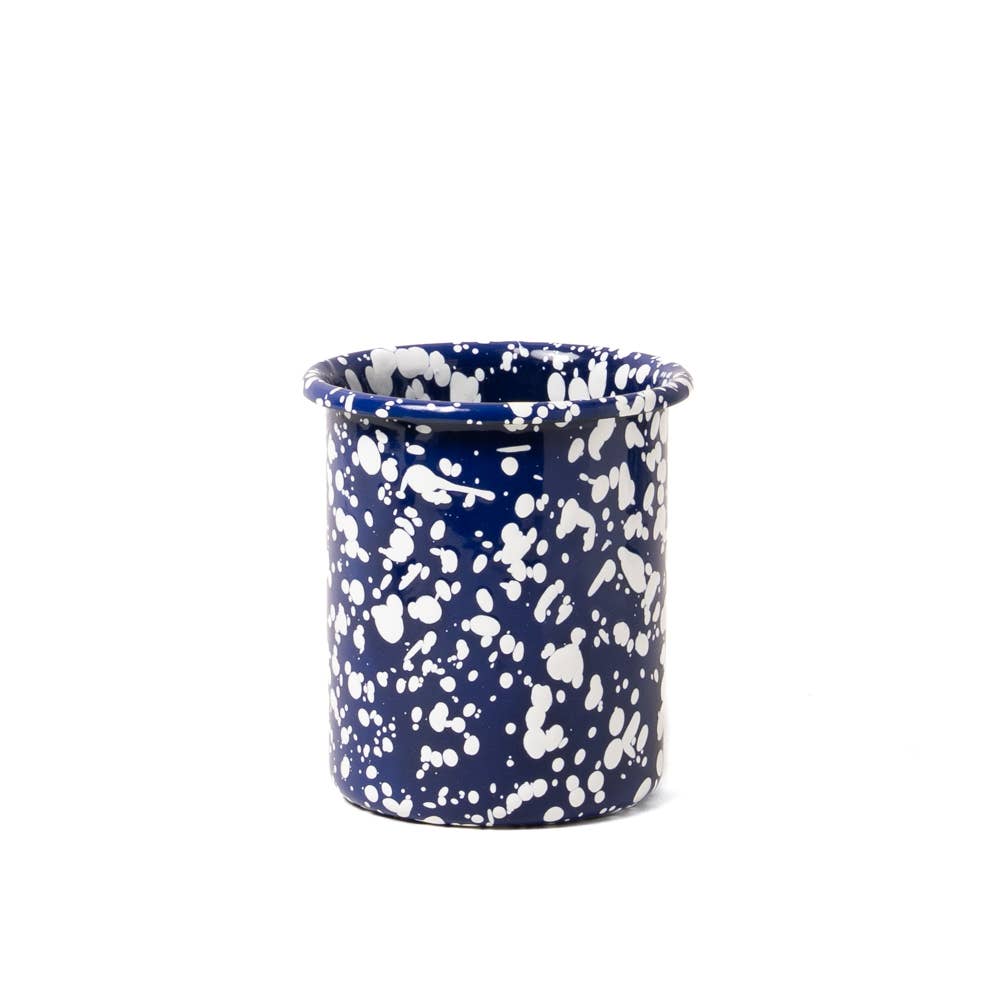YOD & CO - Gesprenkelter Emaille-Utensilienbehälter Blau und Weiß