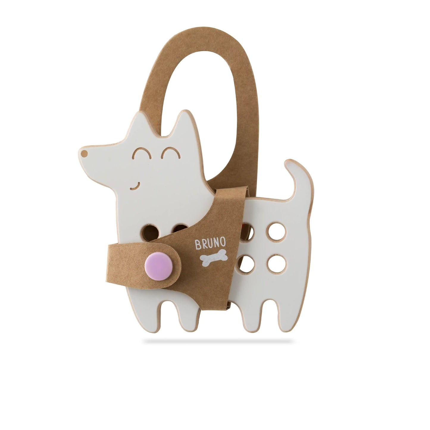 Kleiner Hund, Schnürspielzeug aus Holz, Montessori