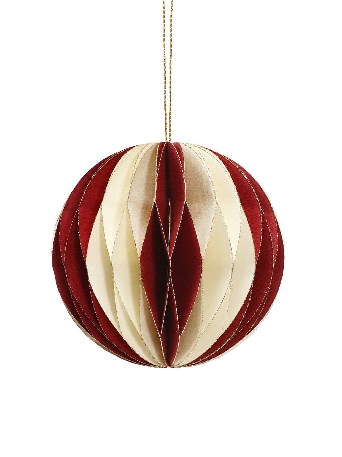 Papier Weihnachtsschmuck Kugel gestreift: Rot