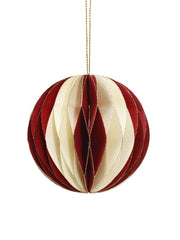 Papier Weihnachtsschmuck Kugel gestreift: Rot