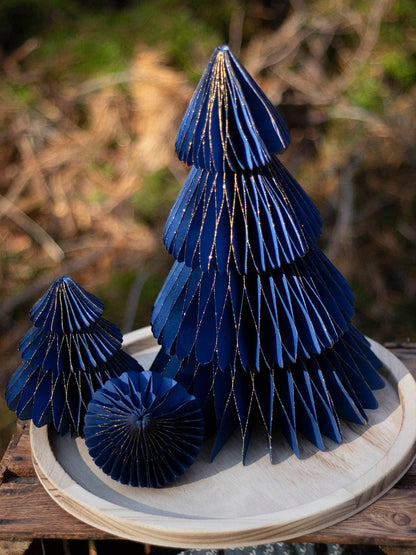 Papier Weihnachtsbaum Tanne Aufsteller groß: Blau