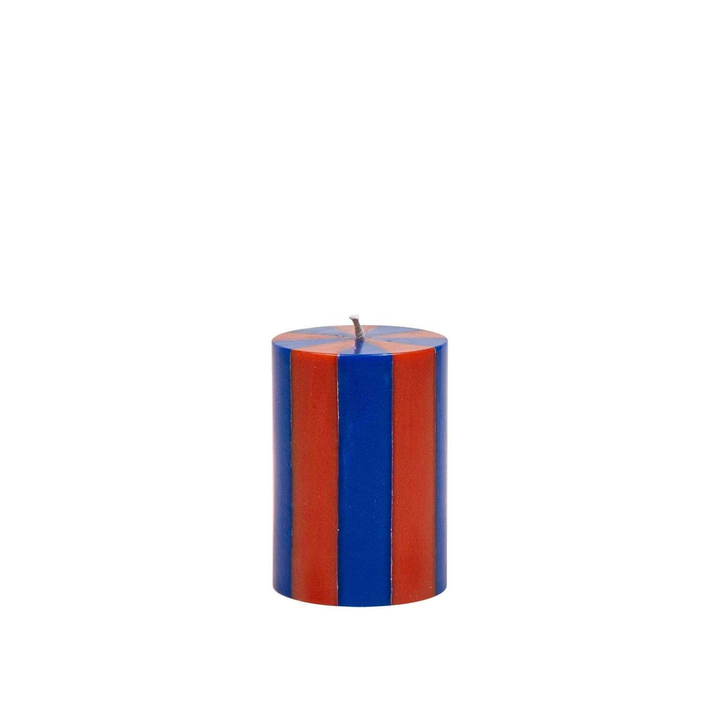 Gestreifte Säulenkerze - Indigo / Terrakotta