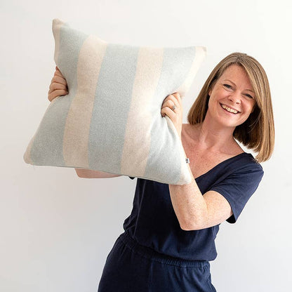 Kissenbezug aus Baumwollstrick - Enkel Aqua