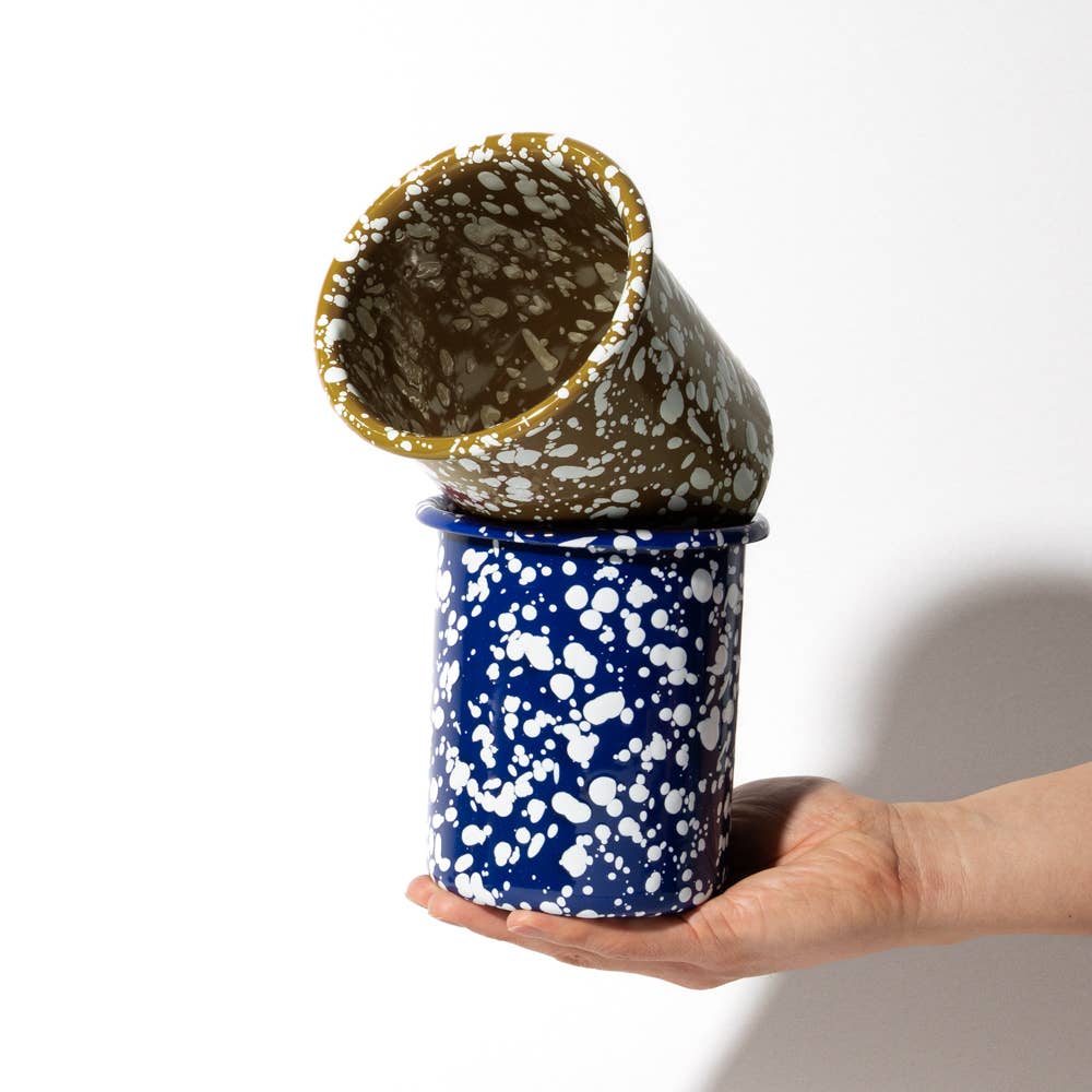 YOD&CO - Splatter Emaille-Utensilienbehälter : Blue and White , groß