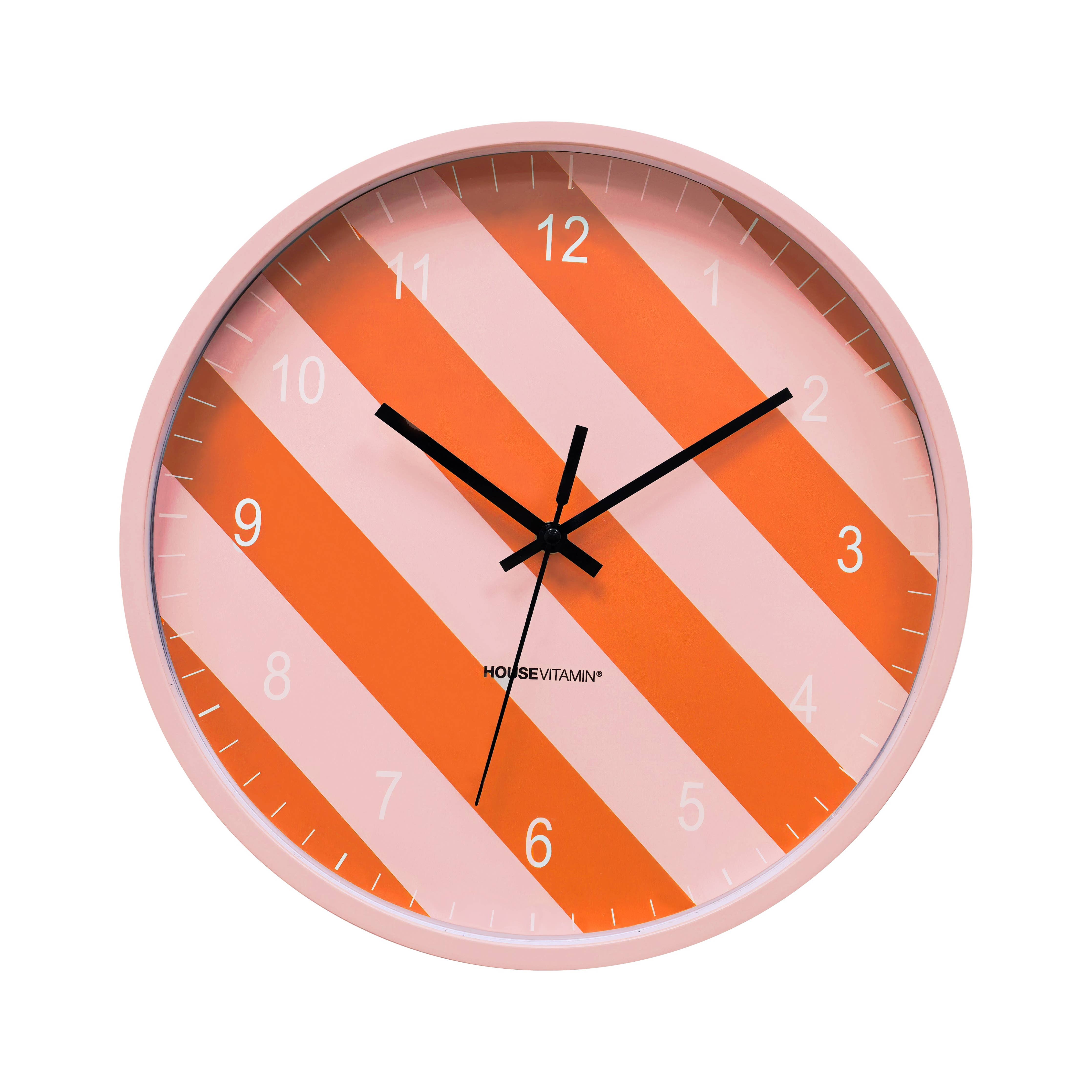 Wanduhr - Gestreiftes Muster - Orange/Pink - 34x4x34cm