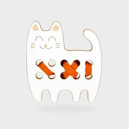 Katze - Kleines Schnürspielzeug aus Holz, Montessori, Feinmotorik