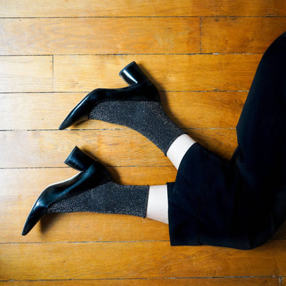 KLUE Glitter Lurex-Socken aus umweltfreundlichem Lyocell | Schwarz: 36-40