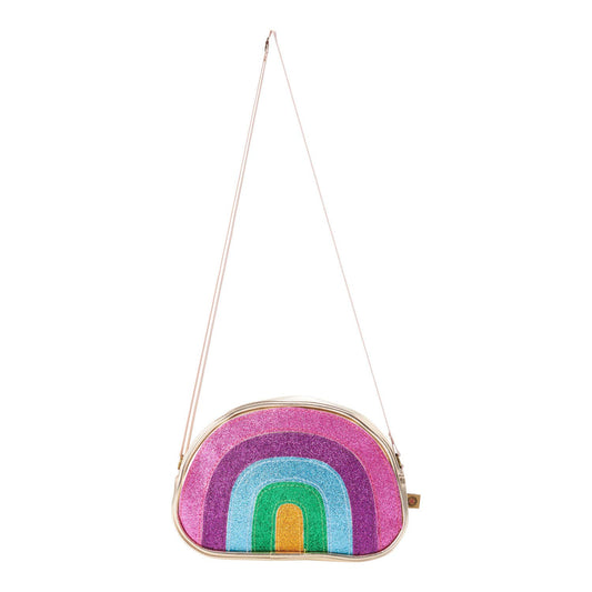 Goldfarbene Umhängetasche mit Glitzer-Regenbogen