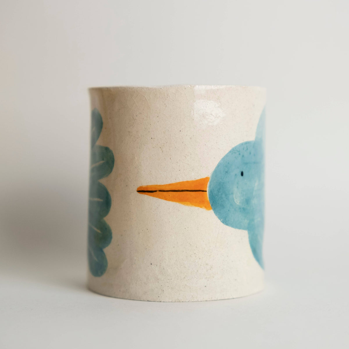 Matilde Horta - Blauer Vogel - Keramischer Stifthalterbecher - 95x70x70mm