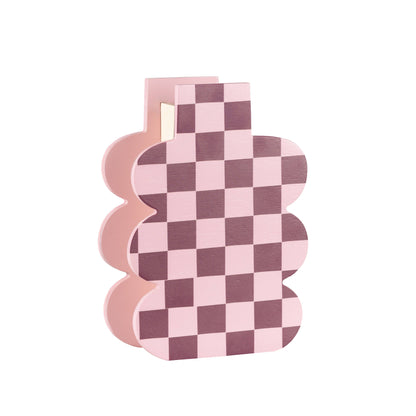 milin - PINK CHECK Holzvase