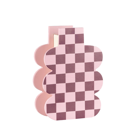milin - PINK CHECK Holzvase