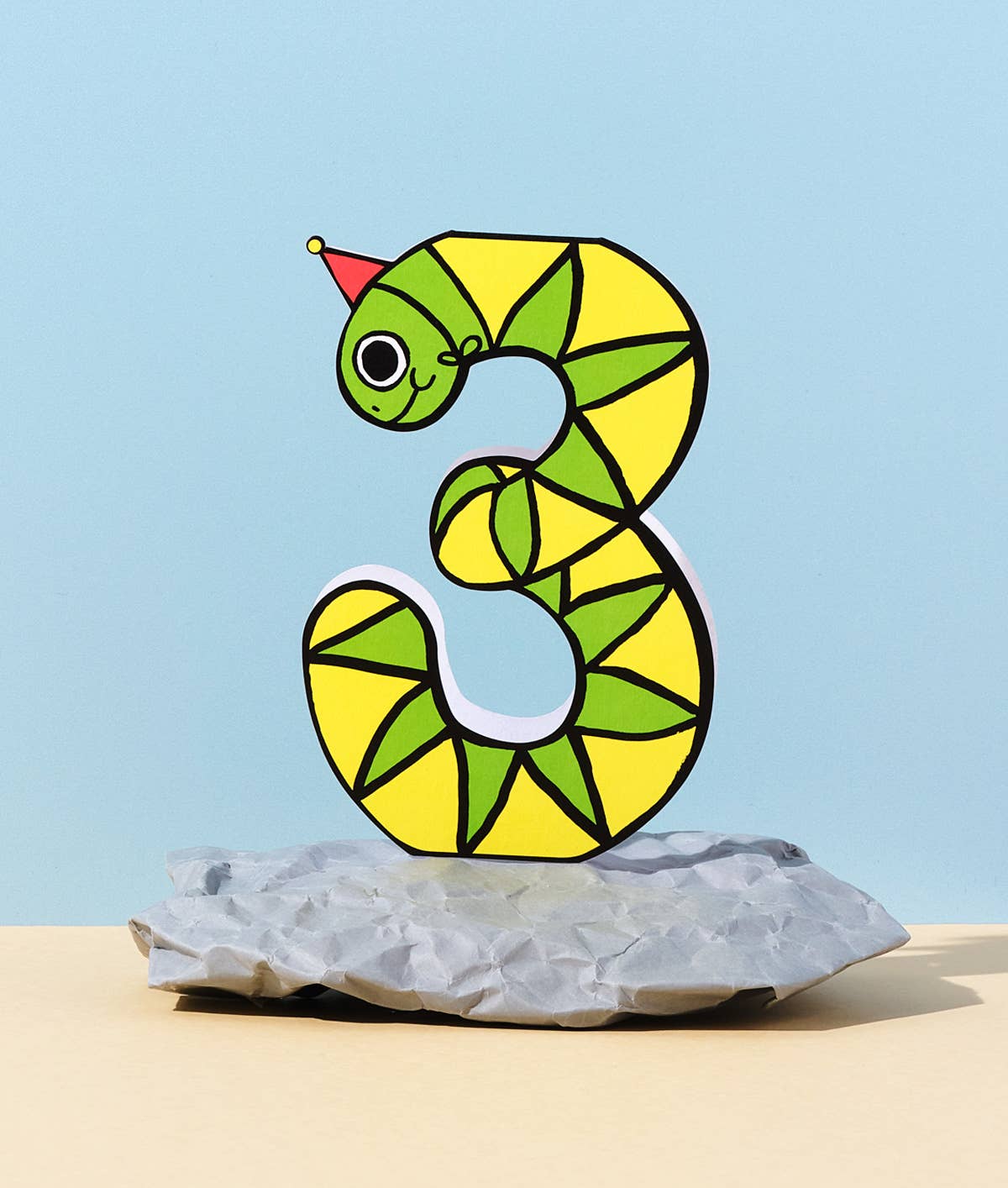 Geburtstagskarte für Kinder mit der Aufschrift Snake 3rd Birthday