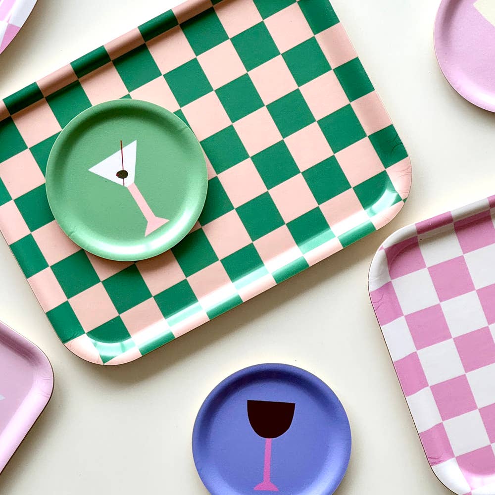 Blu Kat - Serviertablett "Peach Tulip CHECKER "