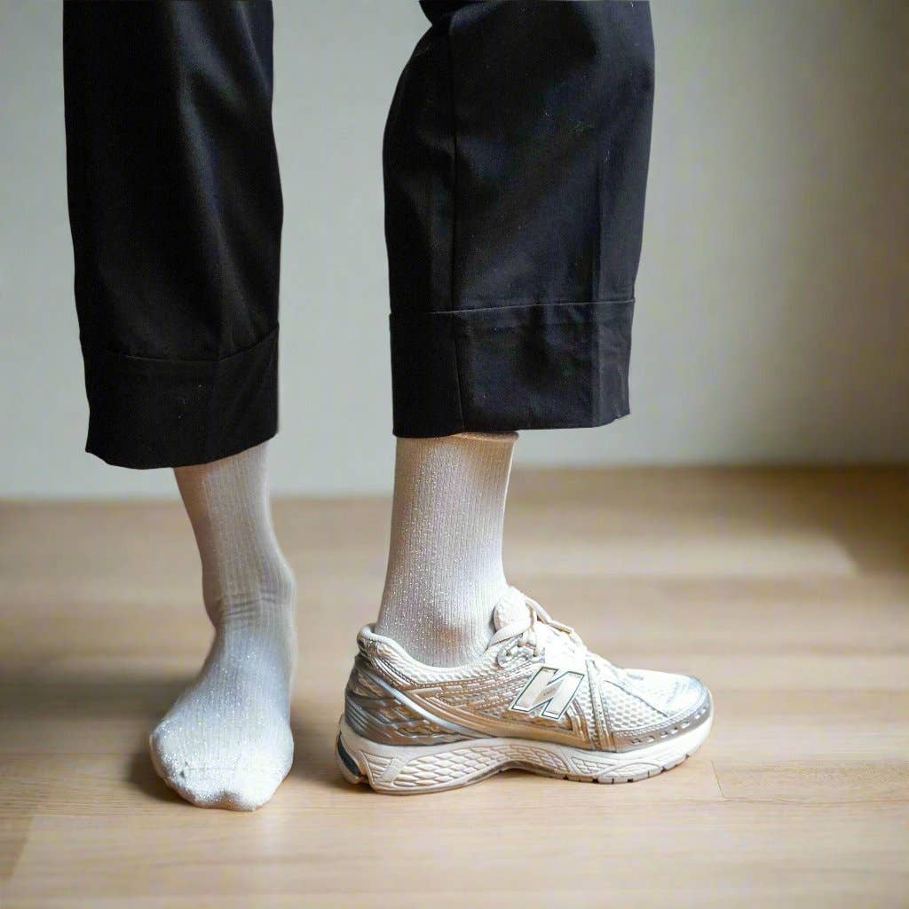 KLUE Glitter-Lurex-Socken aus umweltfreundlichem Lyocell | Weiß: 36-40
