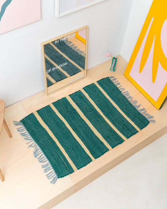 Tarta Gelatina - Upcycled Teppich aus recycelten Textilresten: Grün / Kleine