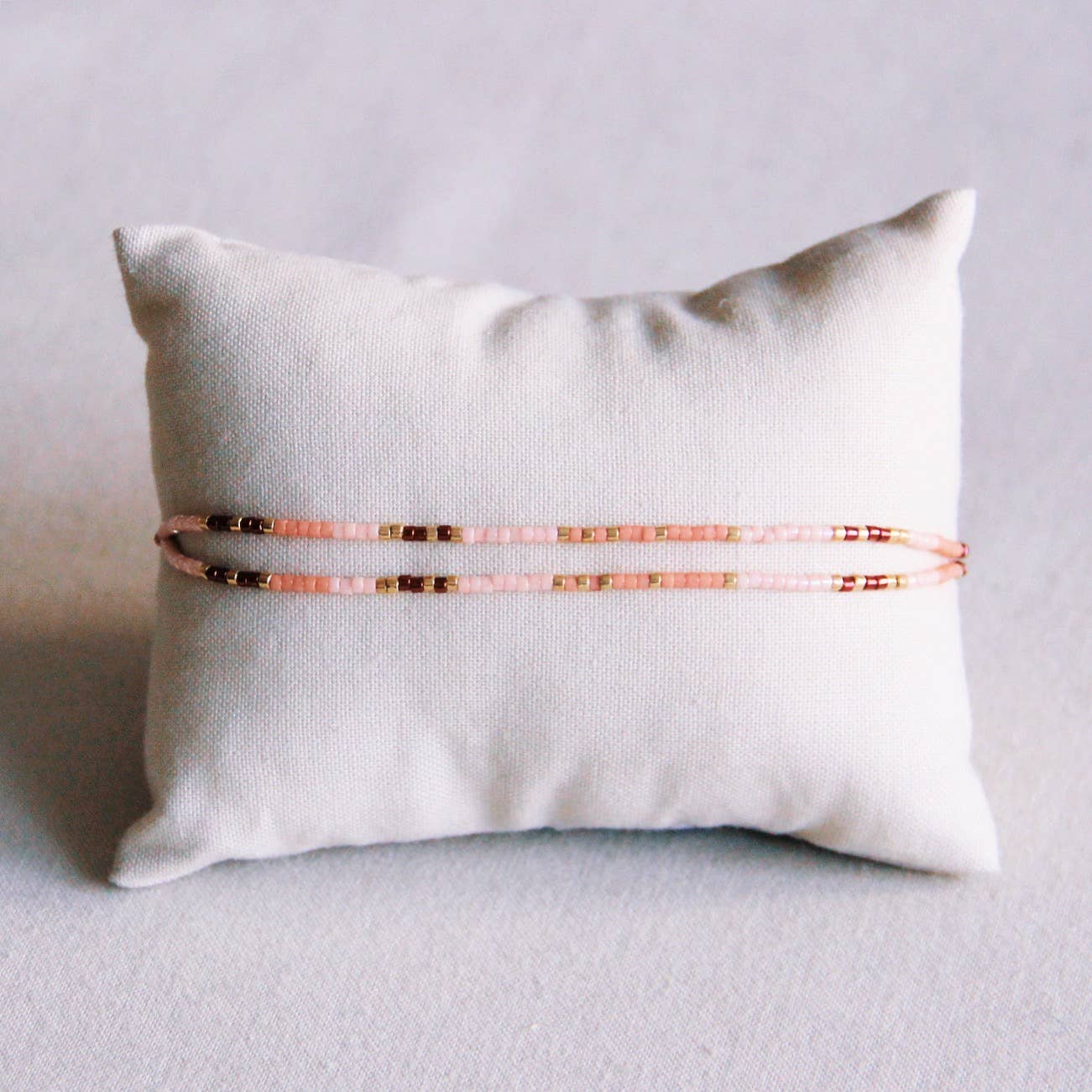 Doppeltes Miyuki-Armband – Pink/Nude/Bordeaux