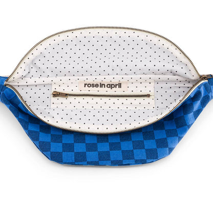 GRIECHISCH-BLAU/MARINEBLAUE KARIERTE GÜRTELTASCHE