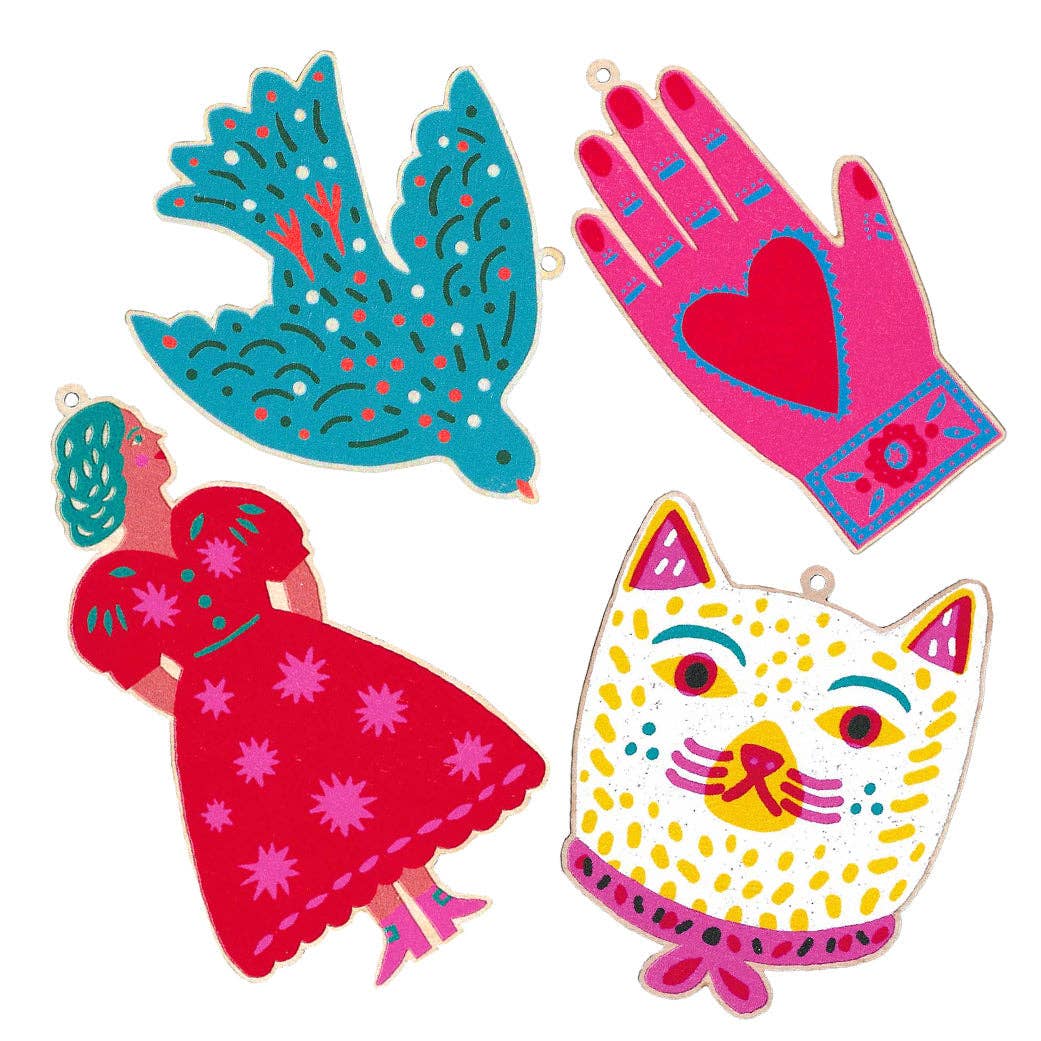 The Printed Peanut Stationery - Bedruckte Holzdekoration mit Katze und Band