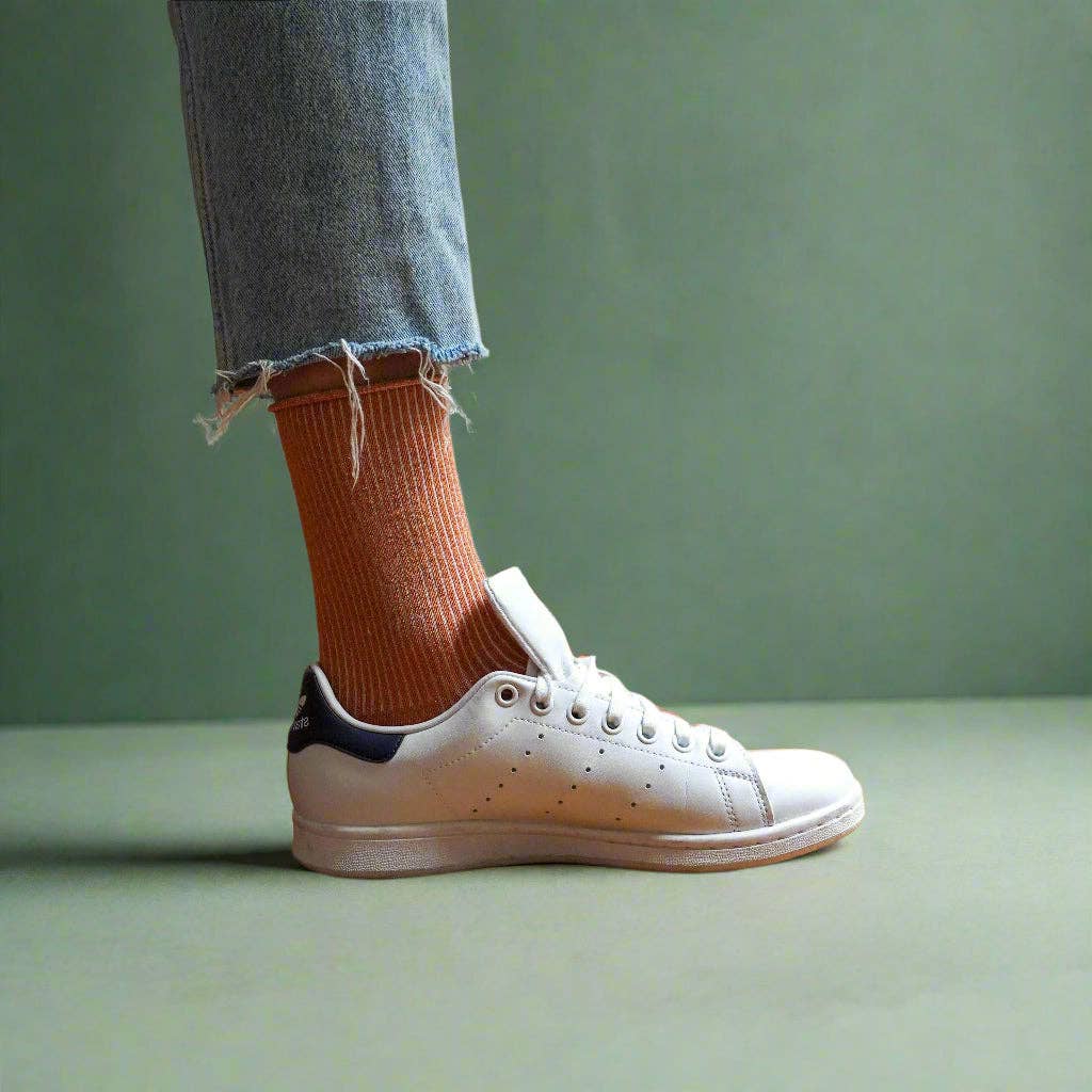 KLUE Glitter-Lurex-Socken aus umweltfreundlichem Lyocell | Terrakotta: 36-40