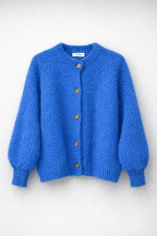 Mohair-Strickjacke mit Knopfleiste
: Kobalt-Blau / Einheitsgröße