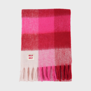 BILLYBELT - Breiter Schal aus Wollmischung - Rosa und Bordeaux