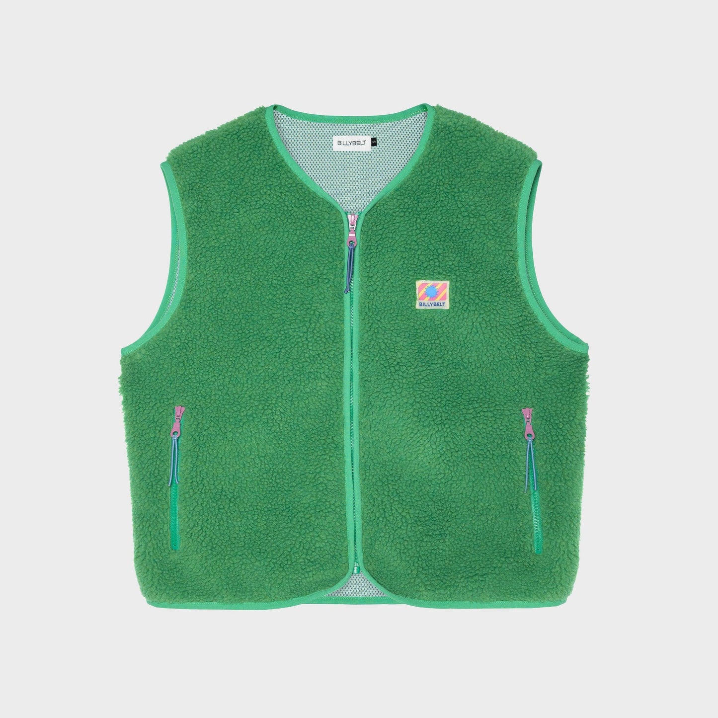 Ärmellose Damen-Sherpa-Weste mit Reißverschluss - Grün