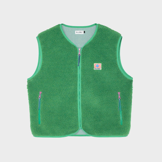 Ärmellose Damen-Sherpa-Weste mit Reißverschluss - Grün