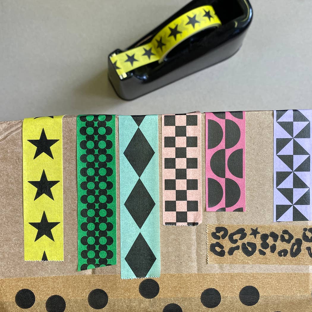 Öko-Papier-Klebeband mit gelb-schwarzem Sternmuster