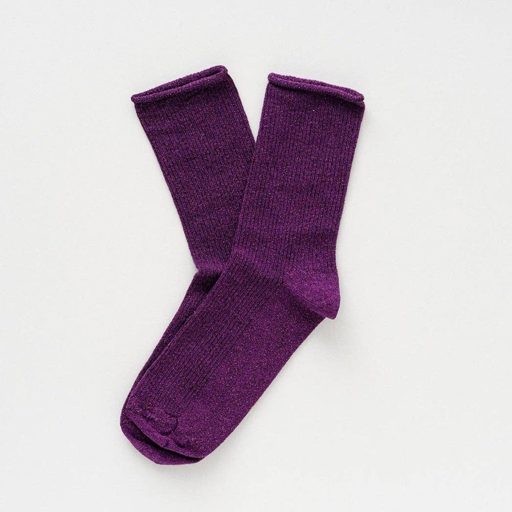 KLUE Glitter Lurex-Socken aus umweltfreundlichem Lyocell | Violett: 36-40