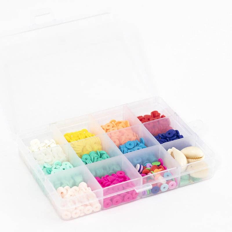 Packung mit 11 Heishi-Perlen in POP-Farben und Zubehör, 6 mm