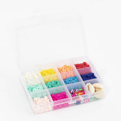 Packung mit 11 Heishi-Perlen in POP-Farben und Zubehör, 6 mm