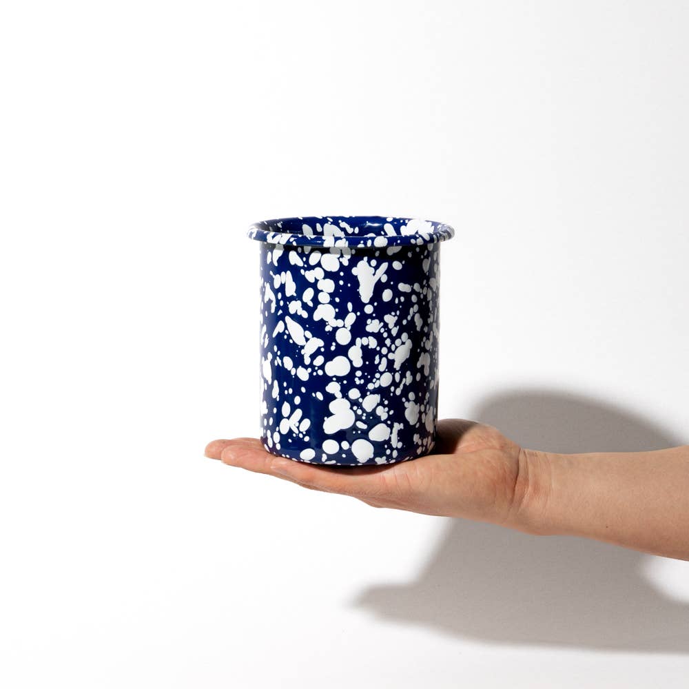 YOD & CO - Gesprenkelter Emaille-Utensilienbehälter Blau und Weiß