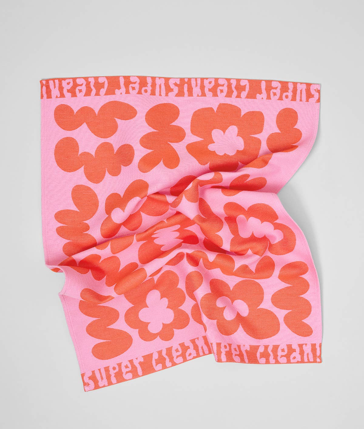 Wrap - Super Clean Blumen Pink/Warmrot gewebtes Baumwoll-Küchentuch
