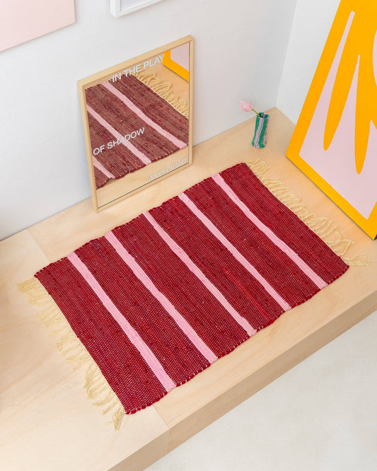 Tarta Gelatina - Upcycled Teppich aus recycelten Textilresten: Burgund / Kleine