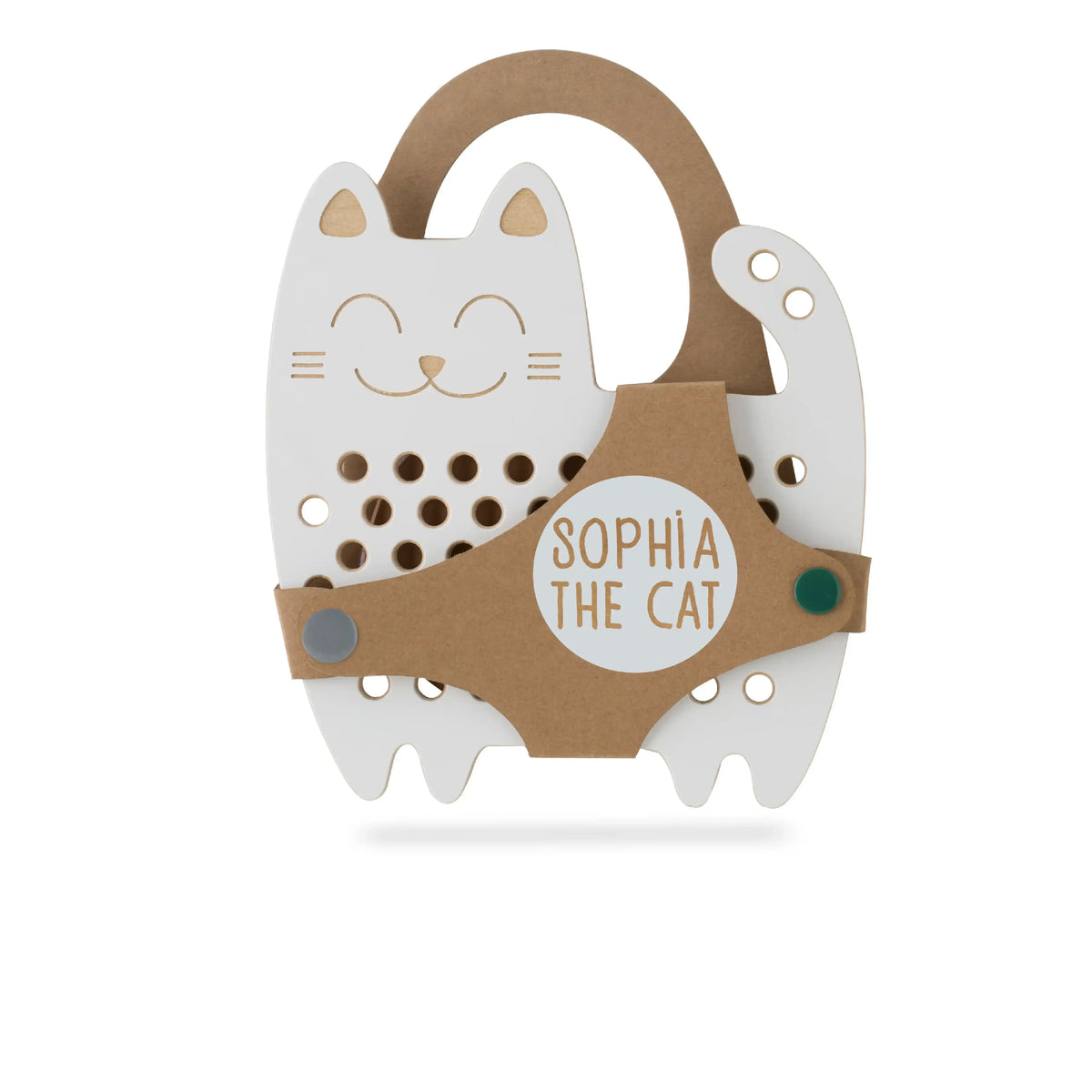 Sophia die Katze, Holz-Spiel zum Schnüren, Montessori