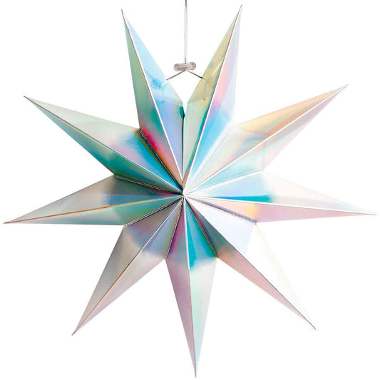 Rico - Papierstern auffaltbar 28cm silber irisierend