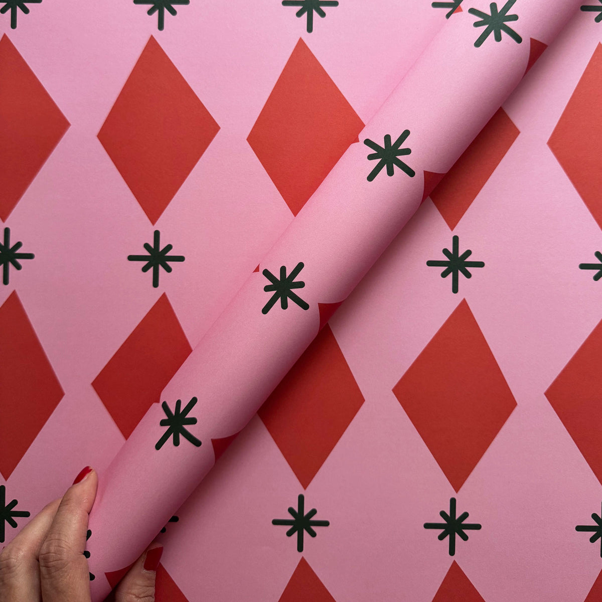 life is delicious - Geschenkpapier Rauten pink (3 Bögen)