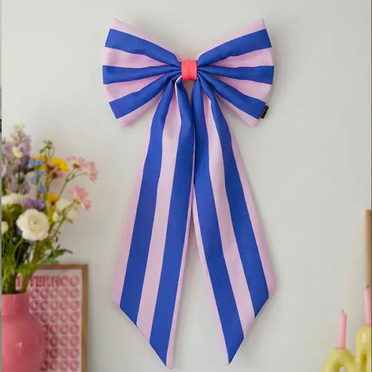coopz - Dekorative Schleife gestreift breit blau & pink