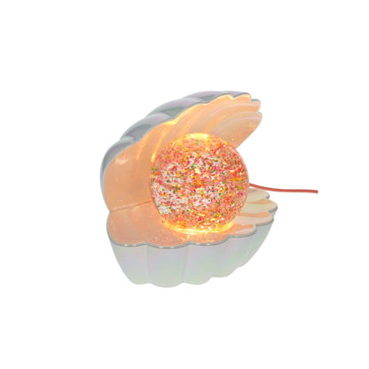 Perlmutt-Muschellampe mit mehrfarbigem Glitzer