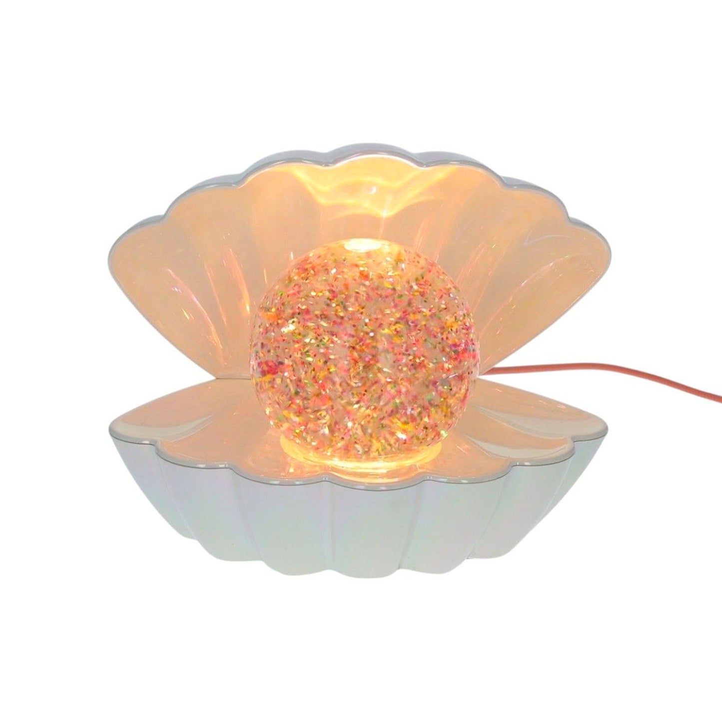 Perlmutt-Muschellampe mit mehrfarbigem Glitzer