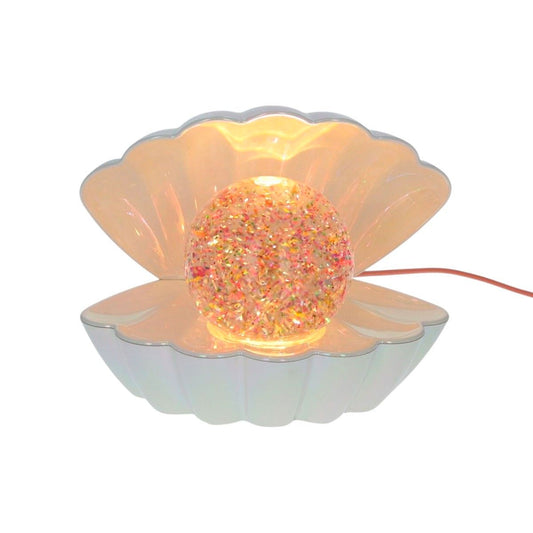 Perlmutt-Muschellampe mit mehrfarbigem Glitzer