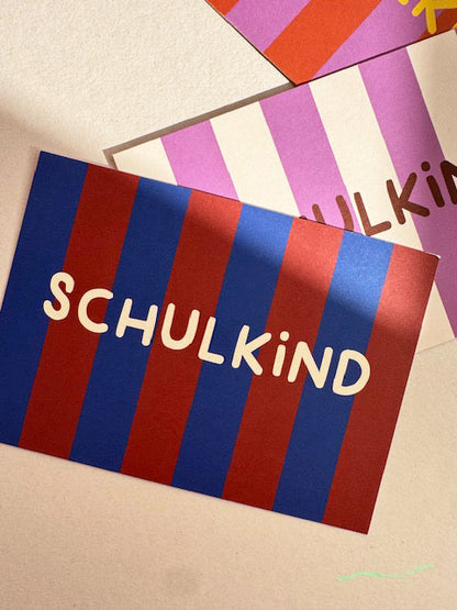 life is delicious - Postkarte Schulkind - gestreift