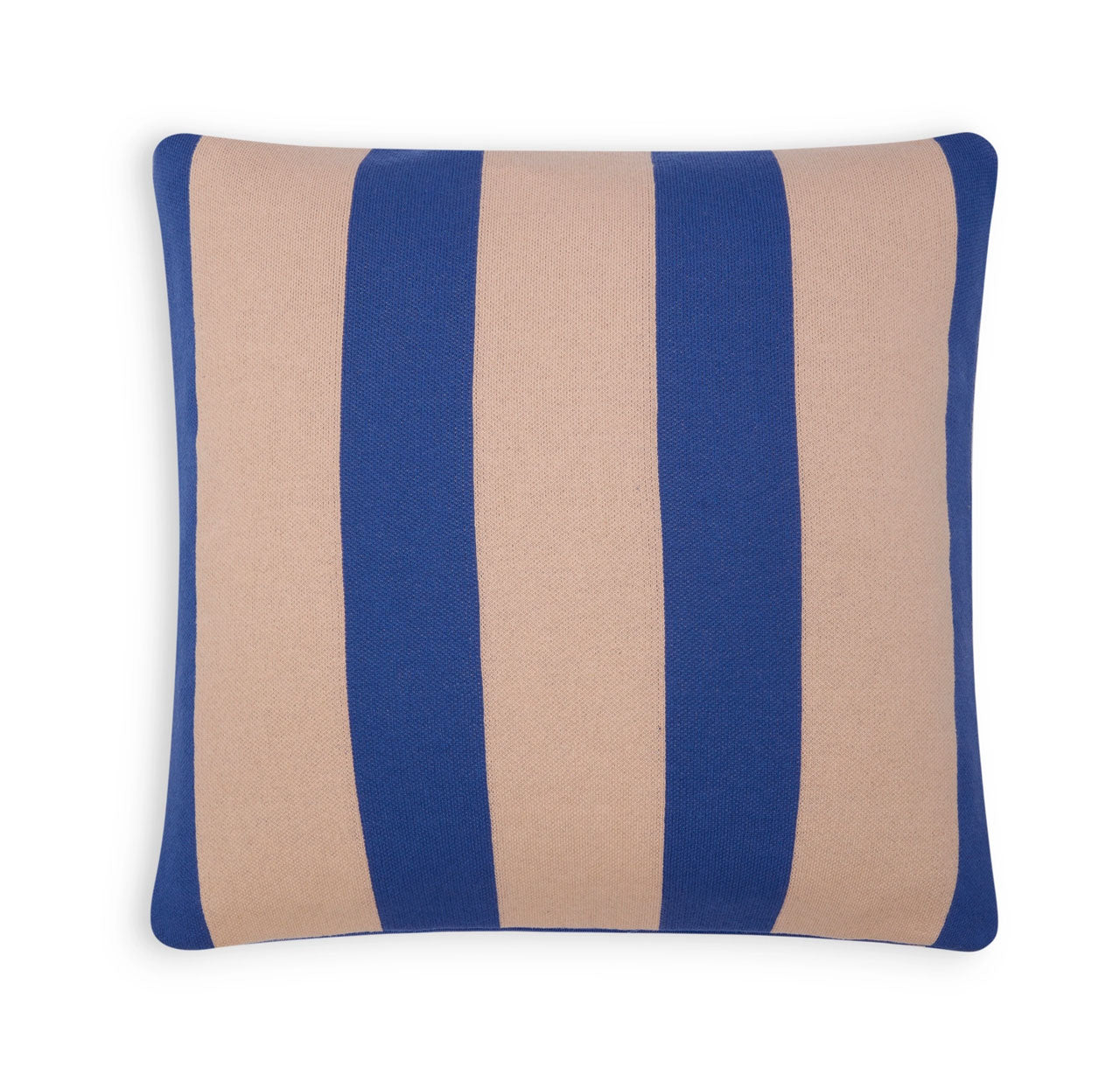 Sophie Home - Strickkissen/Kissenbezug aus Baumwolle, gestreift blau