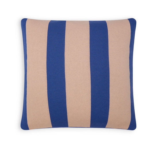 Sophie Home - Strickkissen/Kissenbezug aus Baumwolle, gestreift blau