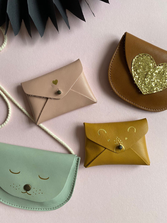 barnabe aime le cafe – Geldbeutel Herz - Karamell