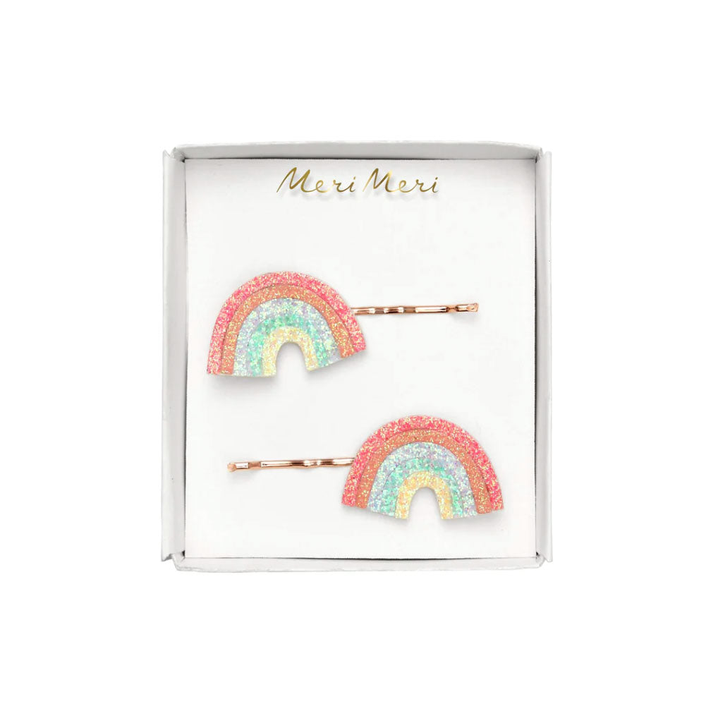 meri meri – Haarspangenset - Glitzer - Regenbogen (2er-Set)